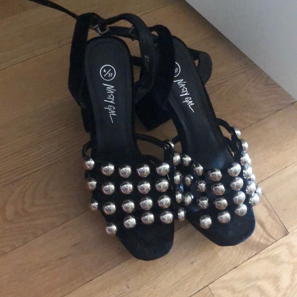 Nasty Gal silver studded platform